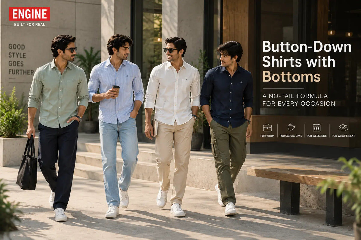 shop online men's button down shirts styling with bottoms in Pakistan