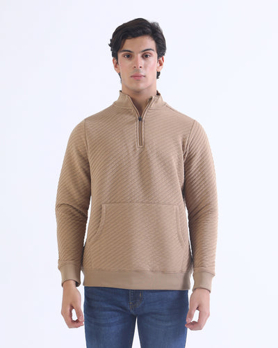 Men Mock Neck Zipper Upper