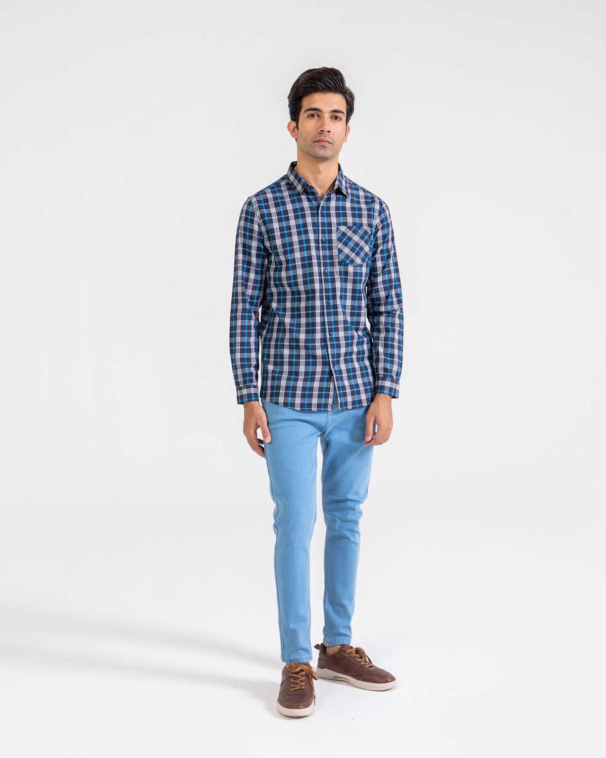 Men Yarn Dyed Casual Check Shirt - Engine - Buy Now