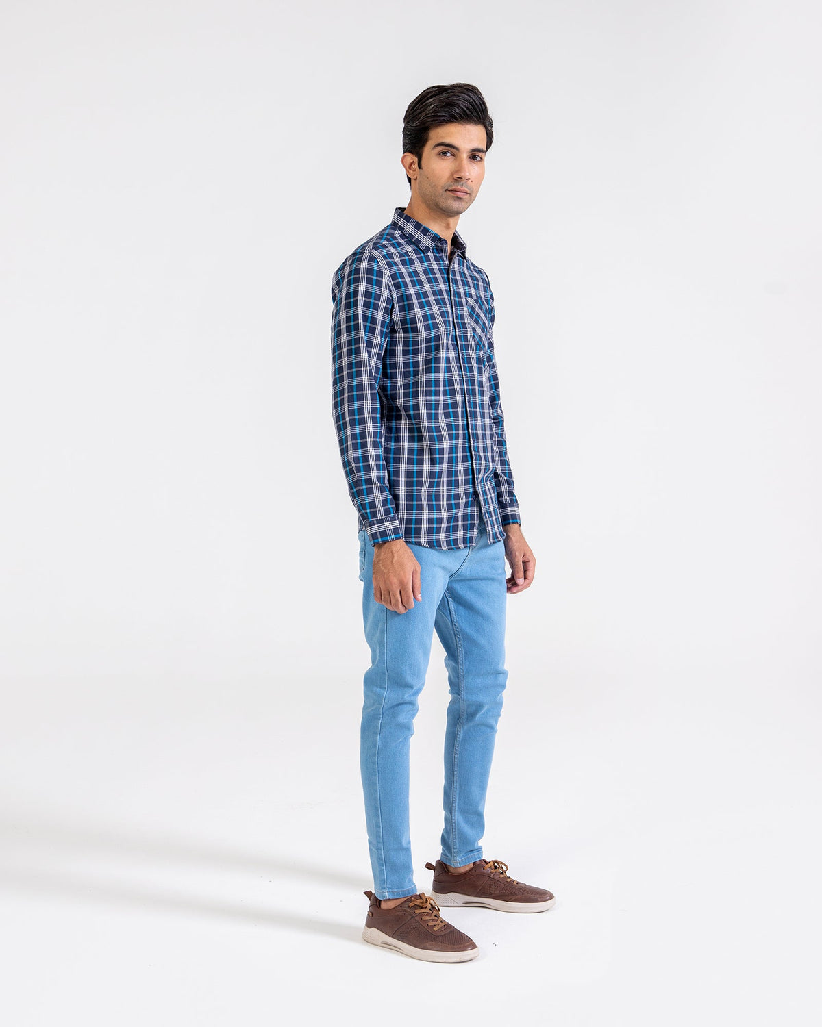 Men Yarn Dyed Casual Check Shirt - Engine - Buy Now