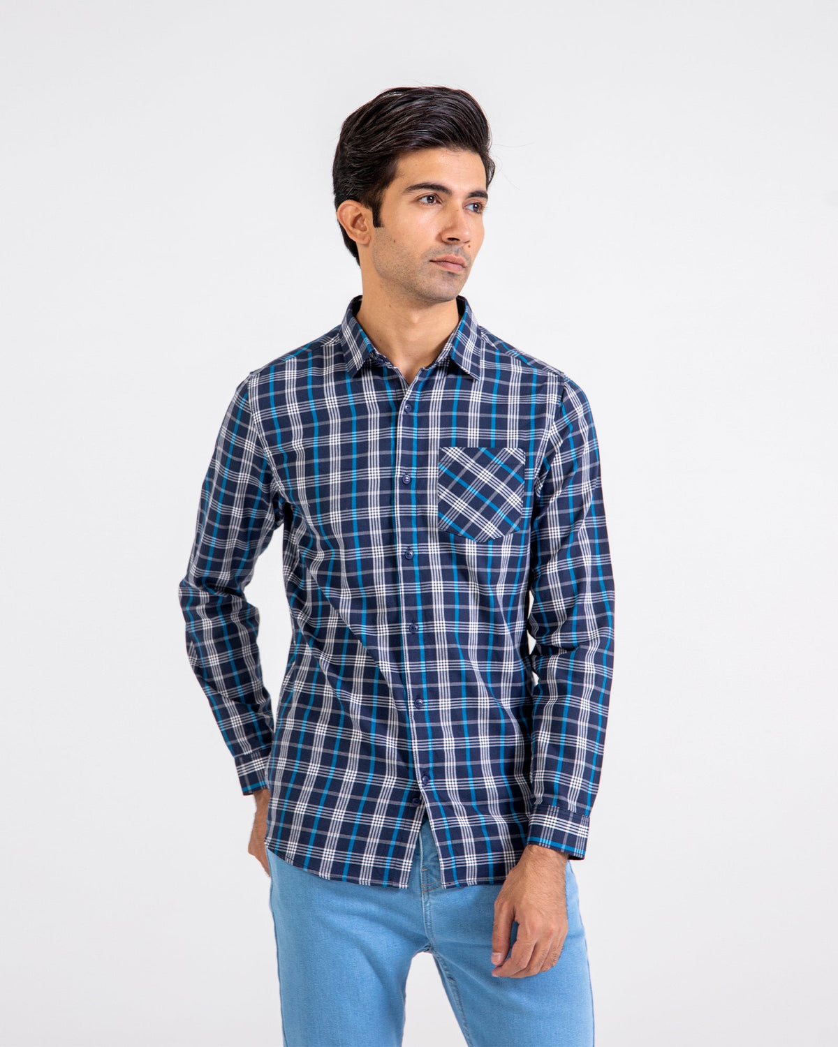 Men Yarn Dyed Casual Check Shirt - Engine - Buy Now