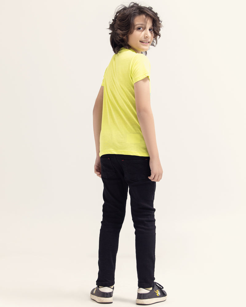 Junior Boys Lime Green Color T Shirt - Engine - Buy Now