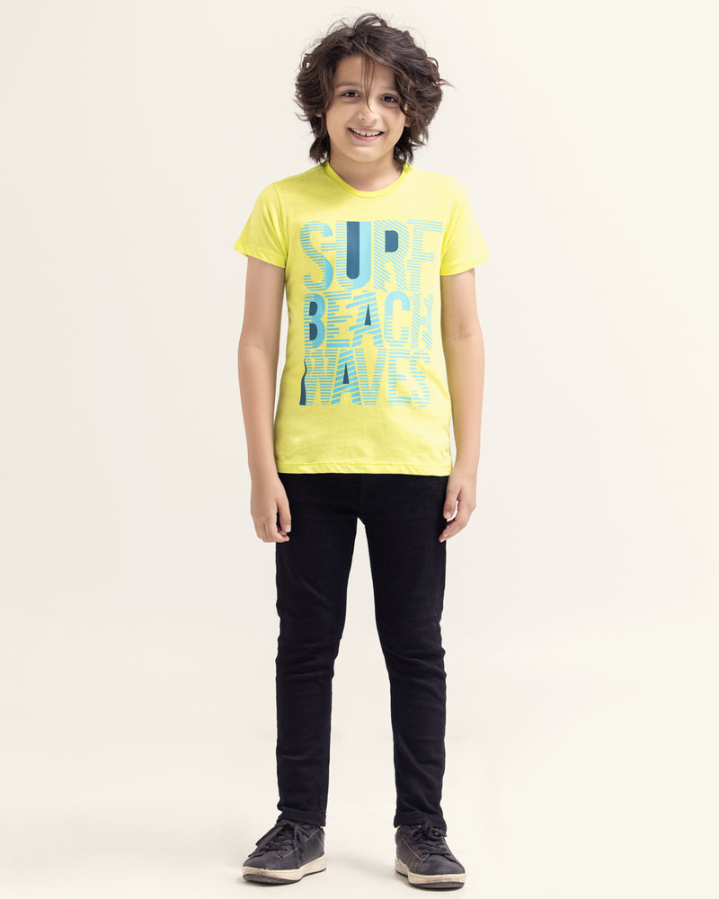 Junior Boys Lime Green Color T Shirt - Engine - Buy Now