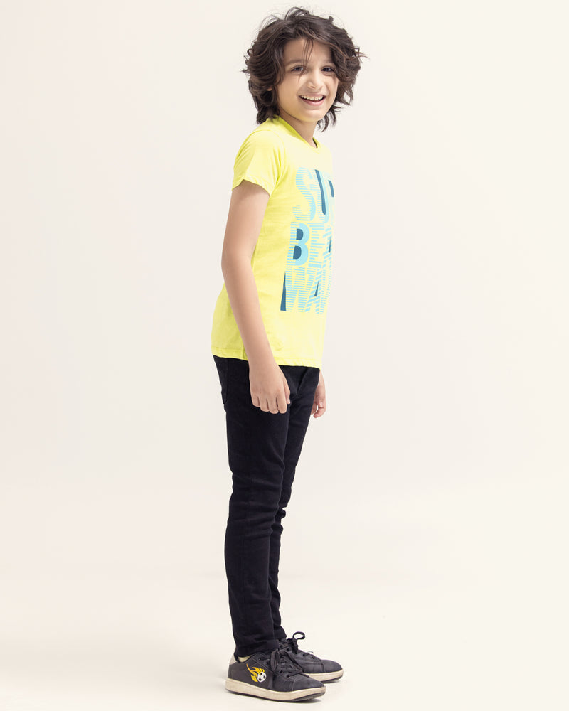 Junior Boys Lime Green Color T Shirt - Engine - Buy Now