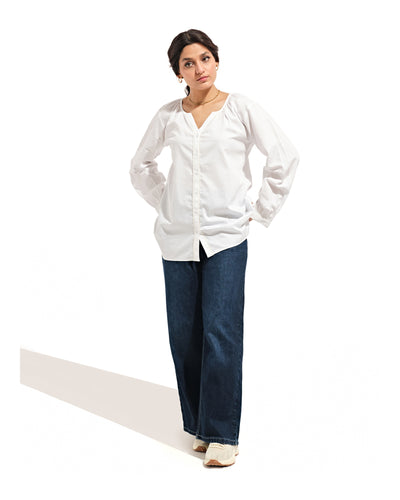 Women Button Down with Gathers