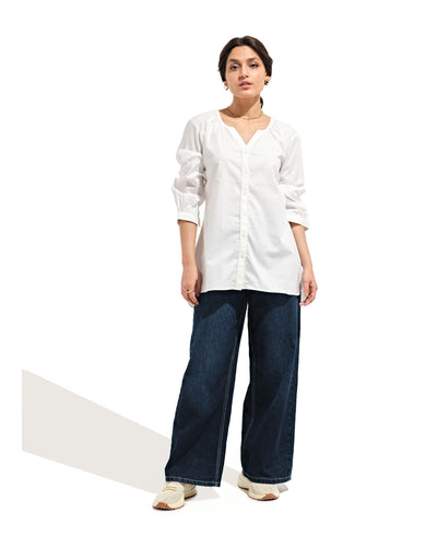 Women Button Down with Gathers