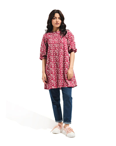 Women Floral Pleated Shirt