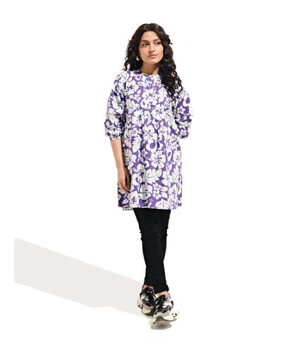 Women Floral Pleated Shirt