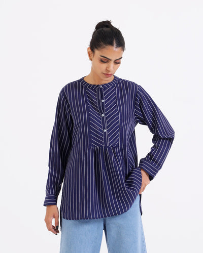 Women Striper Mid-Length Top