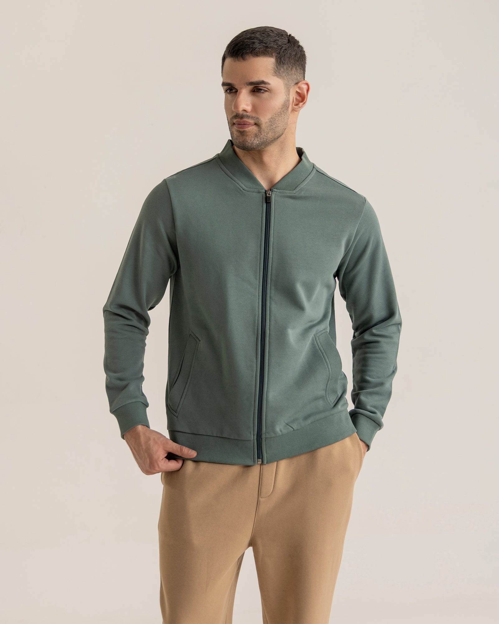 Men Basic Zip-Up Upper