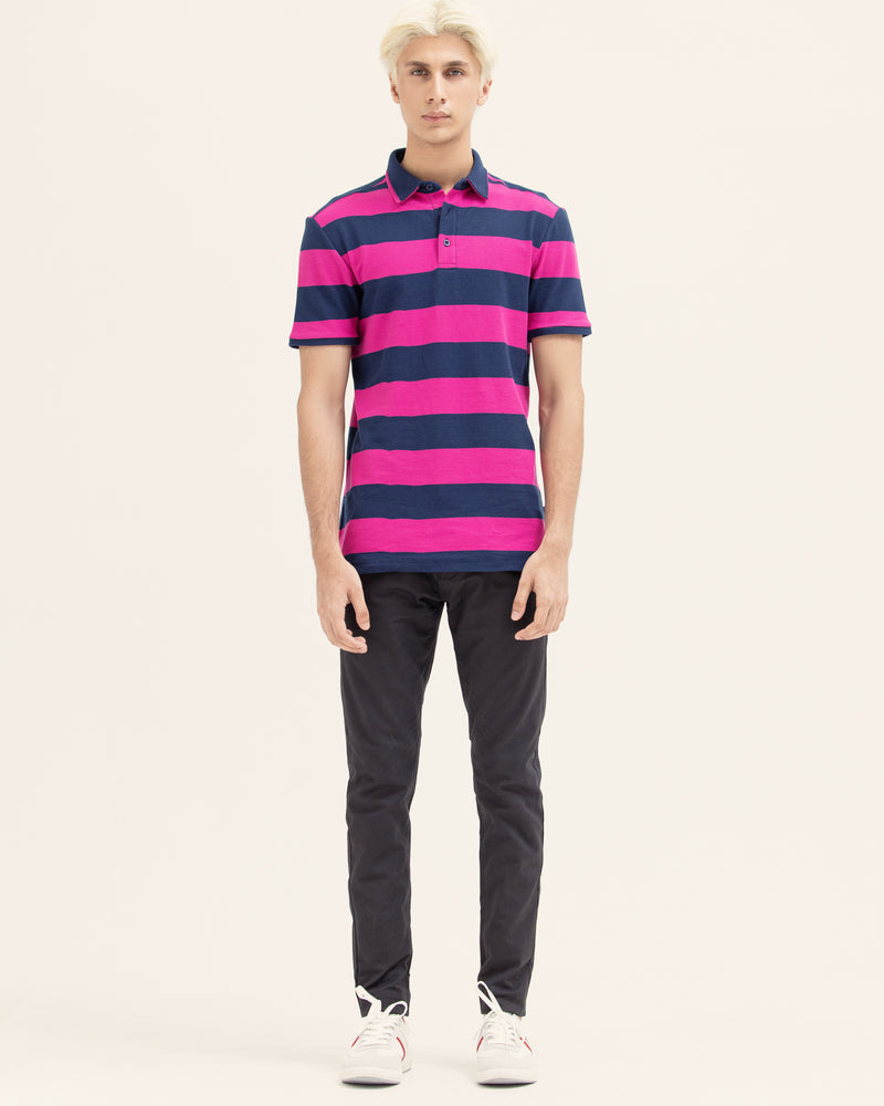 Men Striped Polo Tee - Engine - Buy Now