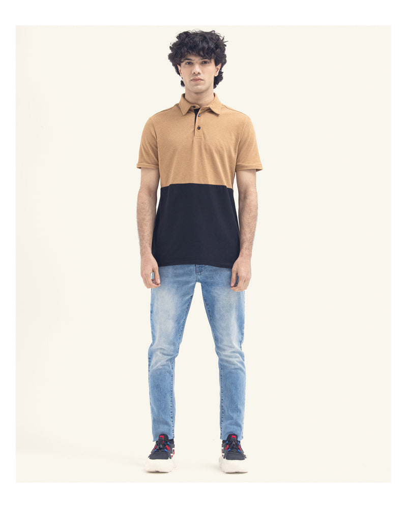 Men Textured Color Block Polo - Engine - Buy Now