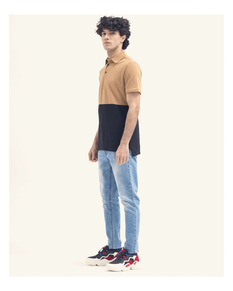 Men Textured Color Block Polo - Engine - Buy Now