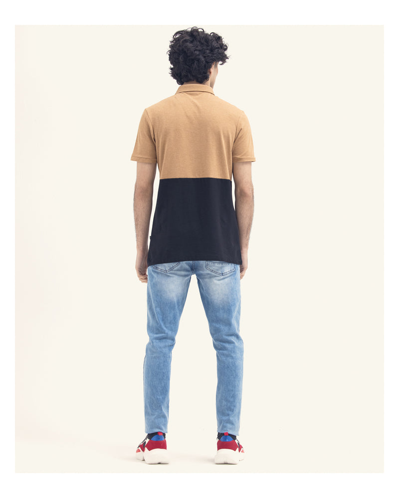 Men Textured Color Block Polo - Engine - Buy Now
