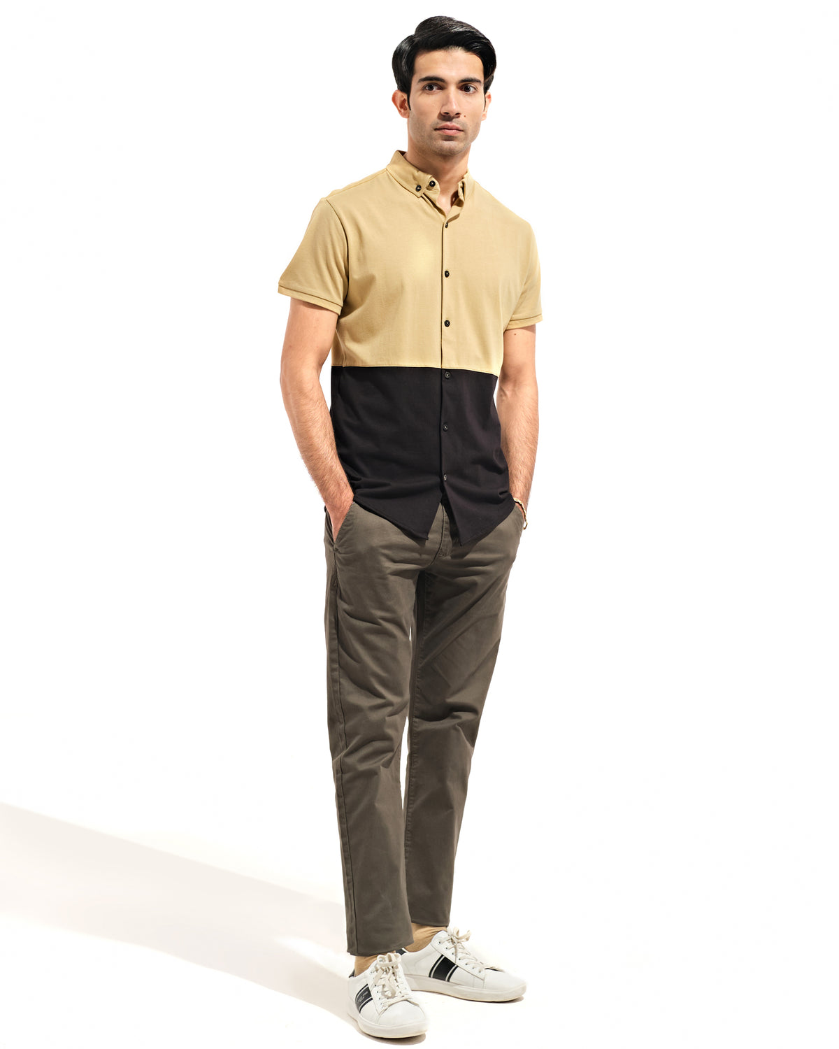 Men Color Block Button Down - Engine - Buy Now