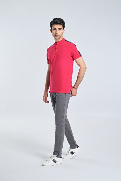 Men Ban Collar Polo Tee