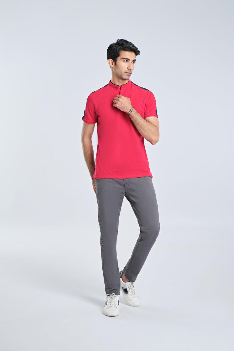 Men Ban Collar Polo Tee - Engine - Buy Now