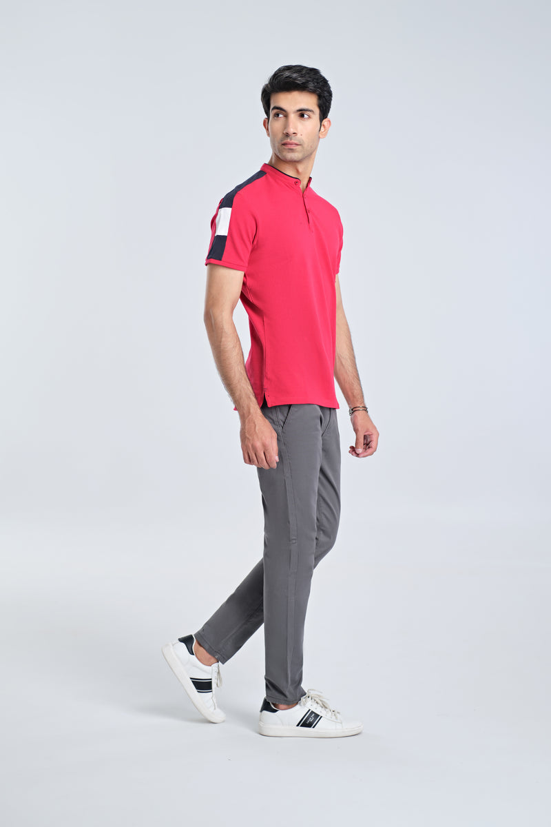 Men Ban Collar Polo Tee - Engine - Buy Now