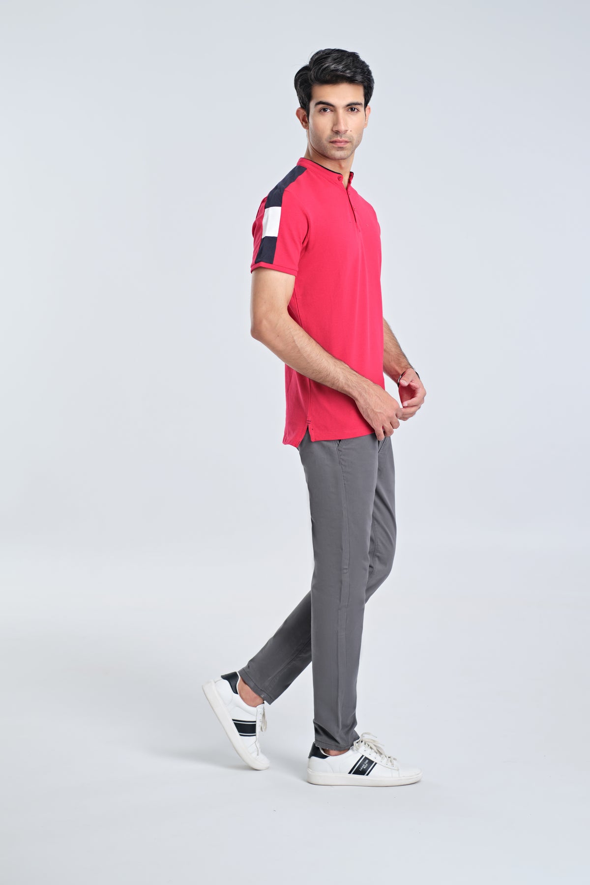 Men Ban Collar Polo Tee - Engine - Buy Now
