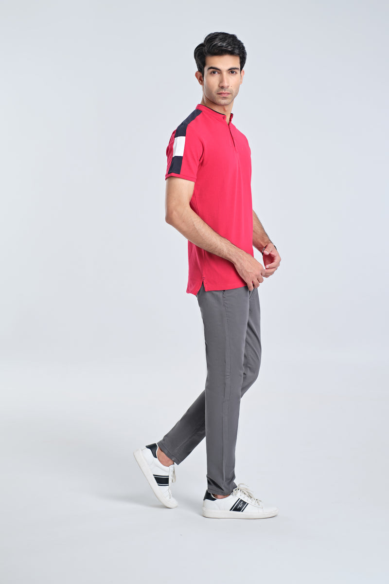 Men Ban Collar Polo Tee - Engine - Buy Now