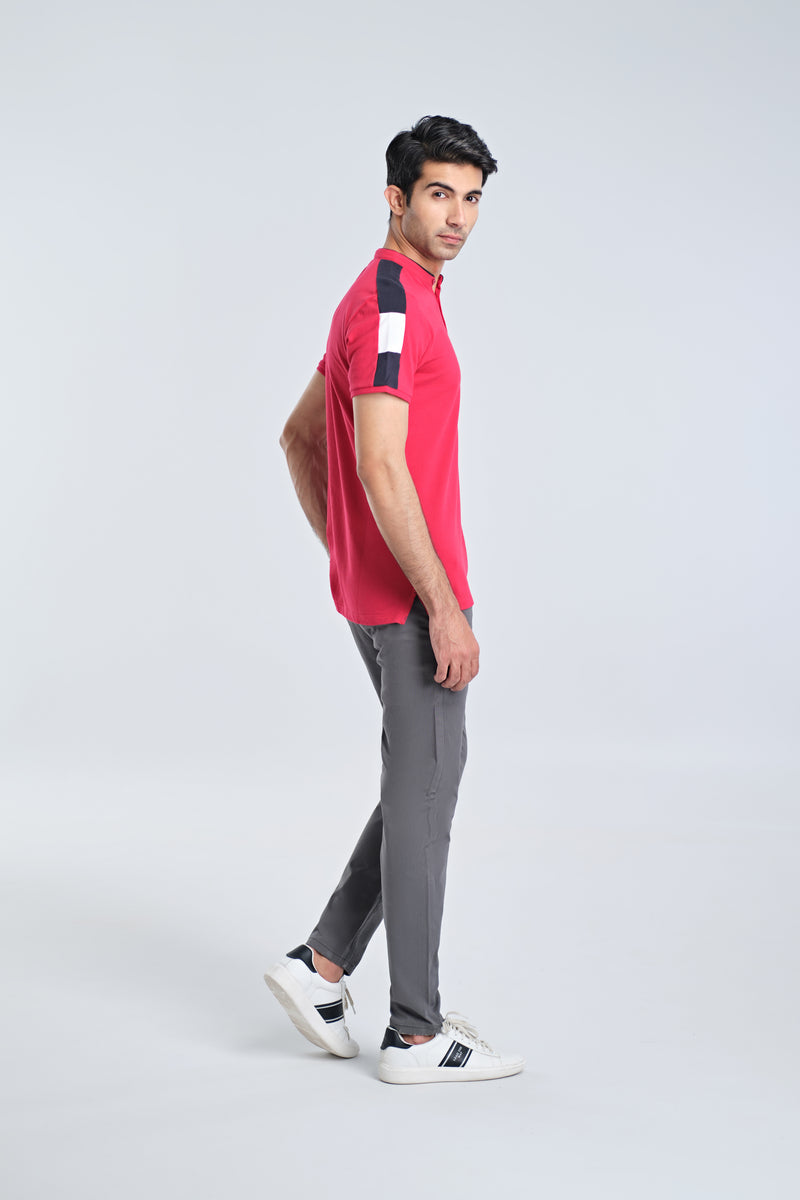 Men Ban Collar Polo Tee - Engine - Buy Now