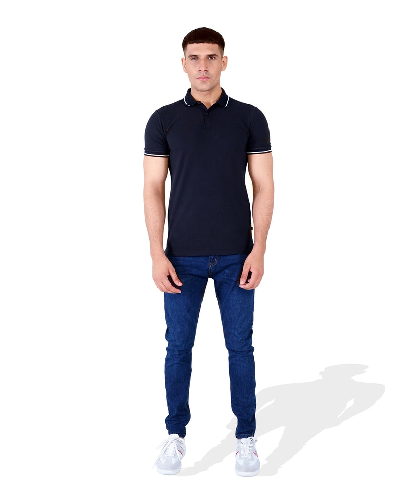Men Solid Black Polo Tee - Engine - Buy Now