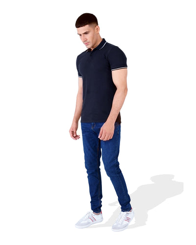 Men Solid Black Polo Tee