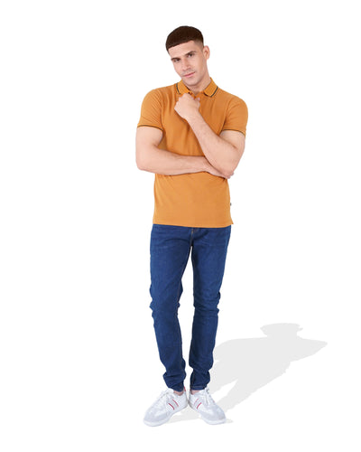 Men Solid Knit Polo Tee