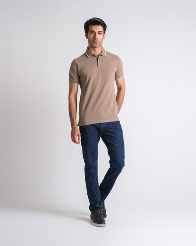 Men Solid Knit Polo Tee
