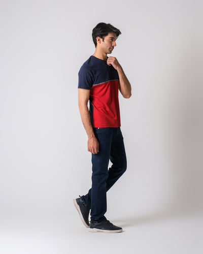 Men Color Block Henley