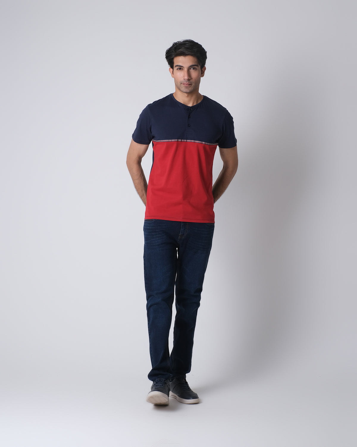 Men Color Block Henley - Engine - Buy Now