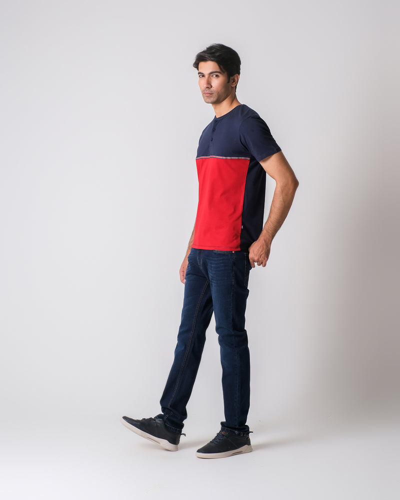 Men Color Block Henley - Engine - Buy Now