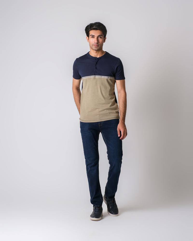 Men Color Block Henley - Engine - Buy Now