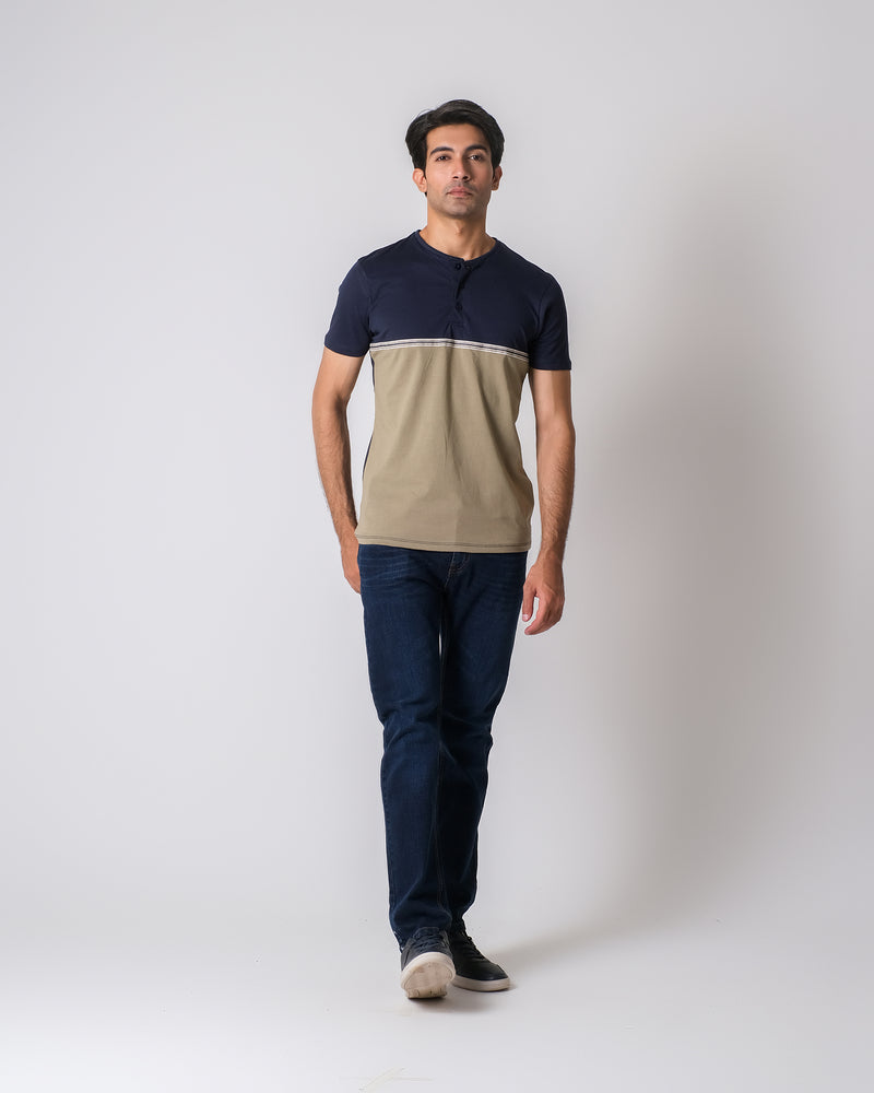 Men Color Block Henley - Engine - Buy Now