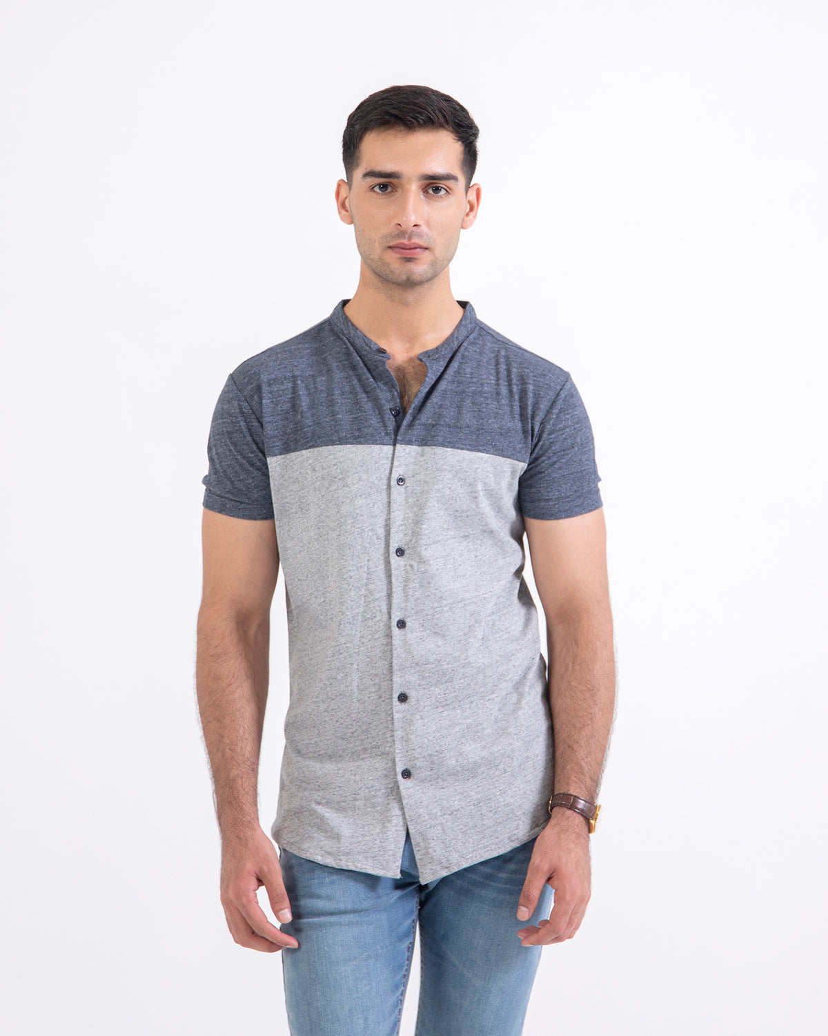 Men Contrast Panel Button Down - Engine - Buy Now