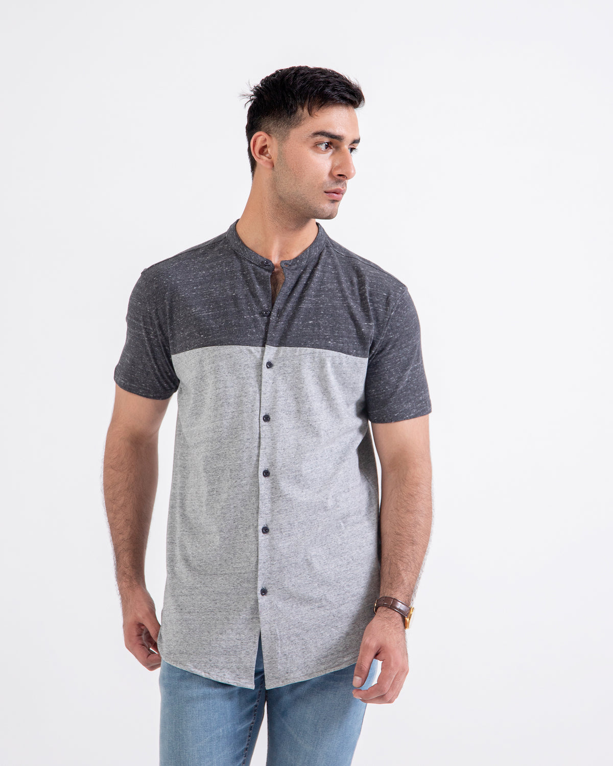 Men Contrast Panel Button Down - Engine - Buy Now