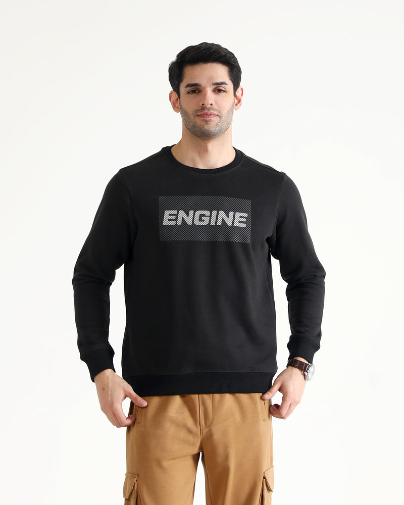 Men Typography Sweatshirt - Engine - Buy Now
