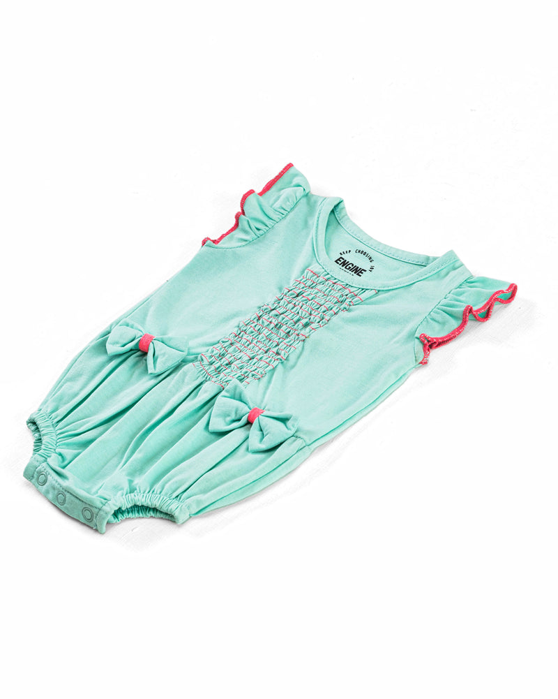 Girls Bow Smocking Romper - Engine - Buy Now