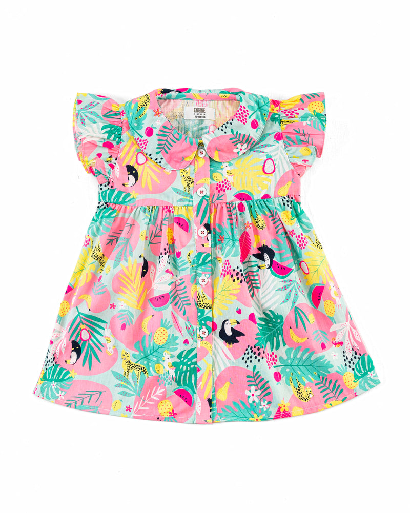 Girls Flamingo Print Dress - Engine - Buy Now