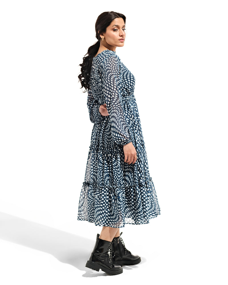 Women Printed Long Tier Dress - Engine - Buy Now
