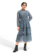 Women Printed Long Tier Dress - Engine - Buy Now