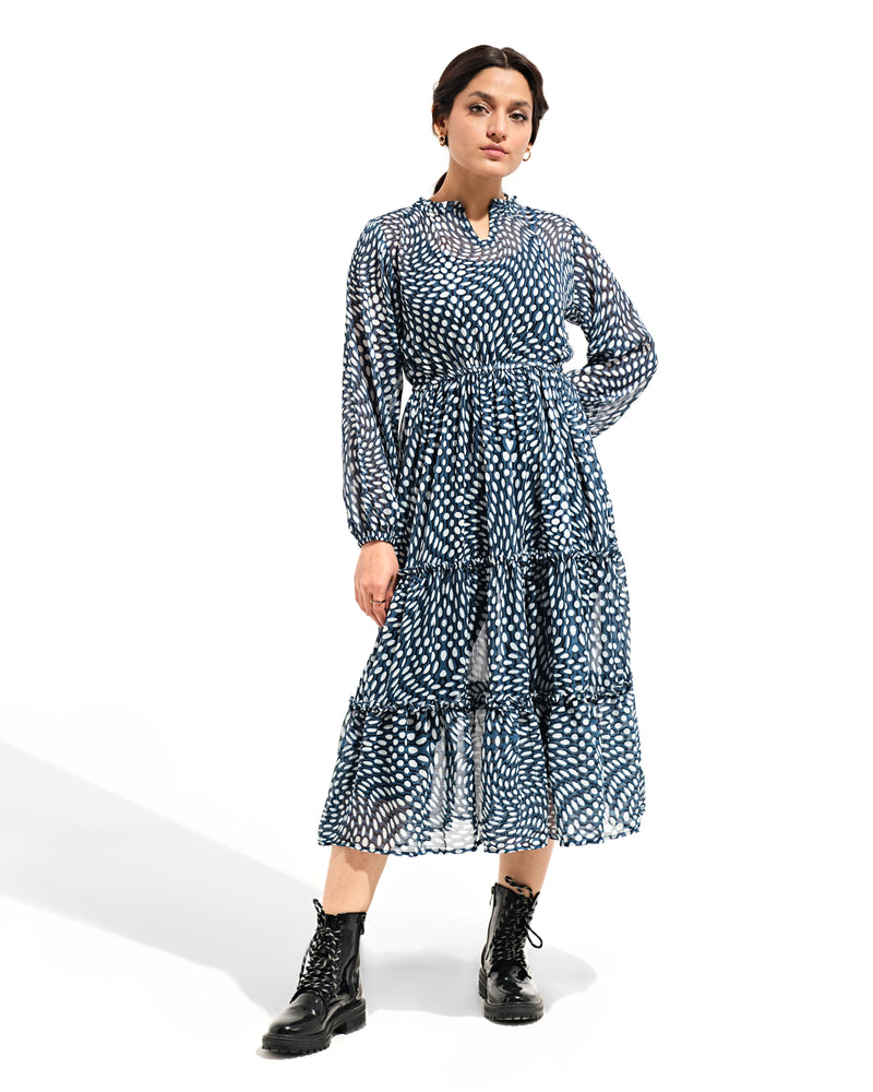 Women Printed Long Tier Dress - Engine - Buy Now