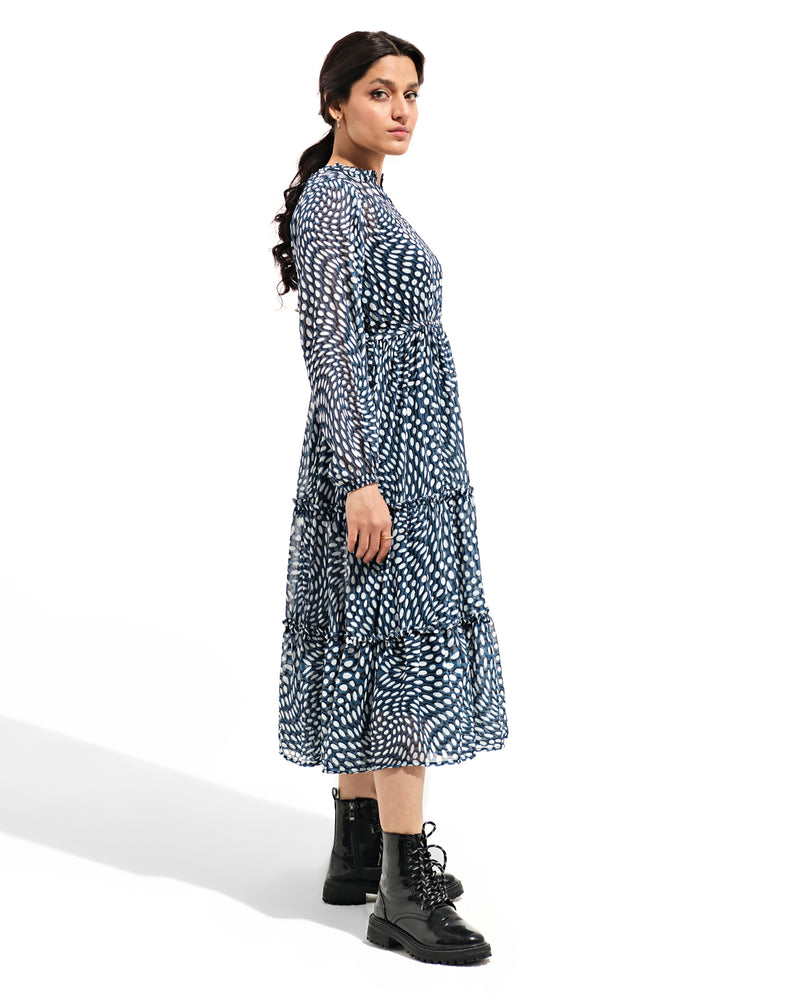 Women Printed Long Tier Dress - Engine - Buy Now