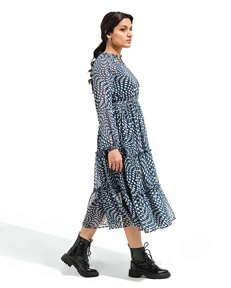 Women Printed Long Tier Dress - Engine - Buy Now