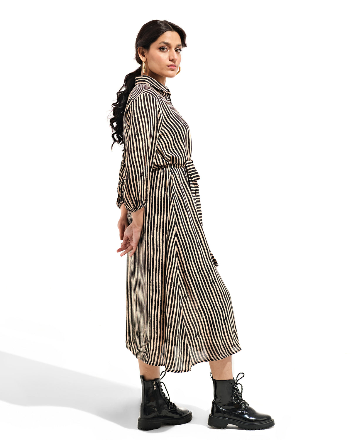 Women Front Open Striped Dress - Engine - Buy Now