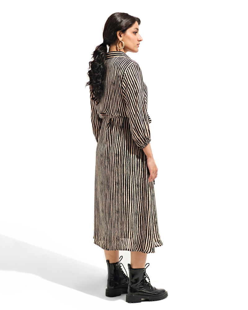 Women Front Open Striped Dress - Engine - Buy Now