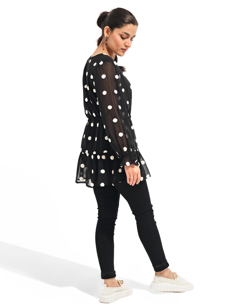 Black Polka Dots Top - Engine - Buy Now