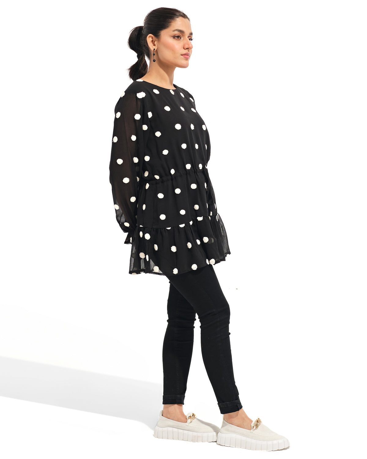 Black Polka Dots Top - Engine - Buy Now
