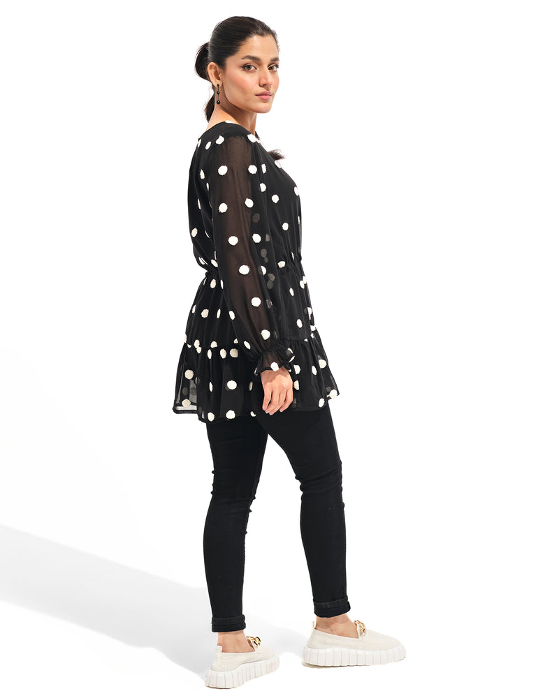 Black Polka Dots Top - Engine - Buy Now