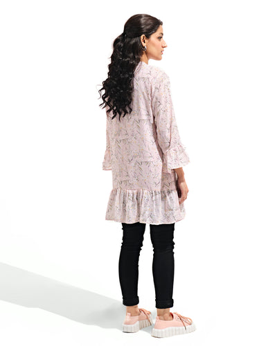 Women Floral Tier Top with Tie Detail